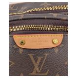 Louis Vuitton Monogram Canvas Crossbody Bag With Tan Leather Strap