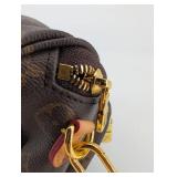 Louis Vuitton Monogram Canvas Crossbody Bag With Tan Leather Strap