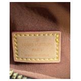 Louis Vuitton Monogram Canvas Crossbody Bag With Tan Leather Strap