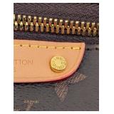 Louis Vuitton Monogram Canvas Crossbody Bag With Tan Leather Strap