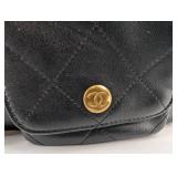 Chanel Black Quilted Leather Shoulder Bag with Gold CC Turn-Lock & 2 Front Pockets