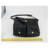 Chanel Black Quilted Leather Shoulder Bag with Gold CC Turn-Lock & 2 Front Pockets