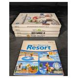 Wii Games (Lot of 5) - Mario Kart Wii, Wii Fit Plus, Just Dance 4, The Hunt, Wii Sports Resort