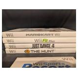 Wii Games (Lot of 5) - Mario Kart Wii, Wii Fit Plus, Just Dance 4, The Hunt, Wii Sports Resort
