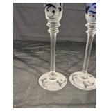 Michael Weeks 2005 Blue Frosted Etched Champagne Flutes - Set of 2