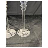 Michael Weeks 2005 Blue Frosted Etched Champagne Flutes - Set of 2