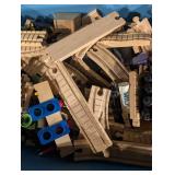Wooden Train Track Set - Curved & Straight Pieces With Connectors & Accessories