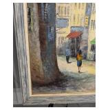 City Street Landscape by Paul Dubois - Framed Oil Painting 40 x 28 in