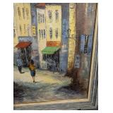 City Street Landscape by Paul Dubois - Framed Oil Painting 40 x 28 in