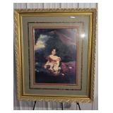 Portrait Print in Ornate Gold Frame - Woman in Pink Dress, Multi-Layer Matting