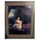 Portrait Print in Ornate Gold Frame - Woman in Pink Dress, Multi-Layer Matting