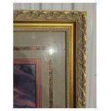 Portrait Print in Ornate Gold Frame - Woman in Pink Dress, Multi-Layer Matting