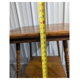 Oak End Table with Lower Shelf - Turned Legs, Vintage 28in L x 18in D