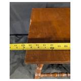 Antique Oak End Table with Turned Legs and Lower Stretchers
