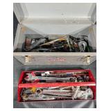 Craftsman Metal Toolbox with Red Plastic Tray Full of Hand Tools