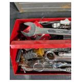Craftsman Metal Toolbox with Red Plastic Tray Full of Hand Tools