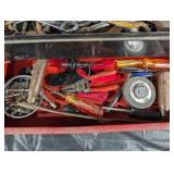 Assorted Hand Tools in Red 3-Drawer Chest with Wrenches, Pliers & Sockets