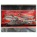 Assorted Hand Tools in Red 3-Drawer Chest with Wrenches, Pliers & Sockets