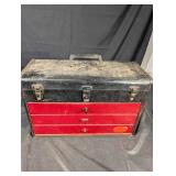 Assorted Hand Tools in Red 3-Drawer Chest with Wrenches, Pliers & Sockets