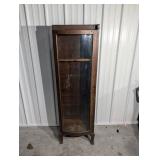Antique Oak Gun Cabinet - Curved Glass Front, Display Case
