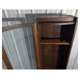 Antique Oak Gun Cabinet - Curved Glass Front, Display Case