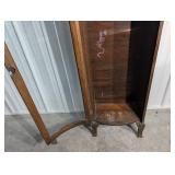 Antique Oak Gun Cabinet - Curved Glass Front, Display Case