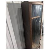 Antique Oak Gun Cabinet - Curved Glass Front, Display Case