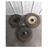 Wheel Rims - Set of 3 with Hubs, Used Metal Wheels for Cart/Lawn Equipment