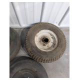 Wheel Rims - Set of 3 with Hubs, Used Metal Wheels for Cart/Lawn Equipment