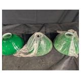 Green Glass Bell-Shaped Lamp Shades (Lot of 3)
