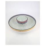 Speckled Ceramic Bowl Set with Nested Cup - Colorful Rim Pattern, 2-Piece
