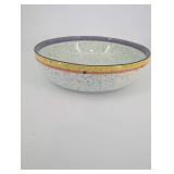 Speckled Ceramic Bowl Set with Nested Cup - Colorful Rim Pattern, 2-Piece