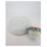 Speckled Ceramic Bowl Set with Nested Cup - Colorful Rim Pattern, 2-Piece