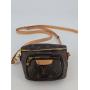 Louis Vuitton Monogram Canvas Crossbody Bag With Tan Leather Strap