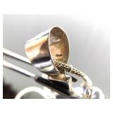 .925 Sterling Silver Abalone and Black Pearl Cross Pendant and Thick Necklace