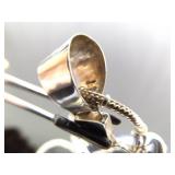 .925 Sterling Silver Abalone and Black Pearl Cross Pendant and Thick Necklace