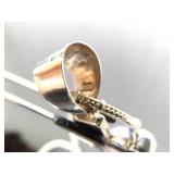 .925 Sterling Silver Abalone and Black Pearl Cross Pendant and Thick Necklace