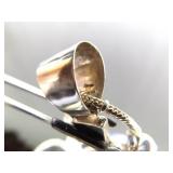 .925 Sterling Silver Abalone and Black Pearl Cross Pendant and Thick Necklace