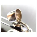 .925 Sterling Silver Abalone and Black Pearl Cross Pendant and Thick Necklace