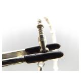 .925 Sterling Silver Abalone and Black Pearl Cross Pendant and Thick Necklace