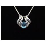 .925 Sterling Silver Topaz Crystal Slider Pendant Necklace