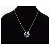 .925 Sterling Silver Topaz Crystal Slider Pendant Necklace