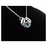 .925 Sterling Silver Topaz Crystal Slider Pendant Necklace