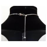 .925 Sterling Silver Topaz Crystal Slider Pendant Necklace