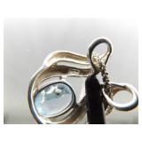 .925 Sterling Silver Topaz Crystal Slider Pendant Necklace