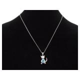 .925 Sterling Silver Topaz Cat Pendant Necklace