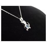 .925 Sterling Silver Topaz Cat Pendant Necklace