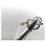 .925 Sterling Silver Topaz Cat Pendant Necklace