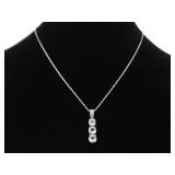 .925 Sterling Silver Stacked Topaz Crystal Pendant Necklace