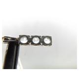 .925 Sterling Silver Stacked Topaz Crystal Pendant Necklace